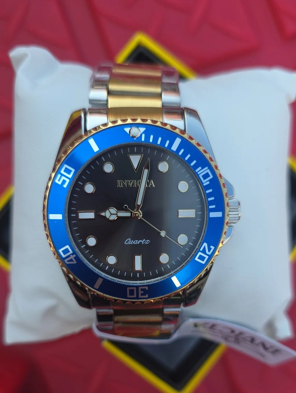 418.  Invicta 69399 Pro Diver 42mm Men’s Watch Blue Bezel Two Tone Gold Steel